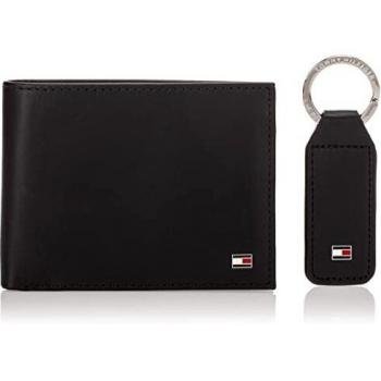 Tommy Hilfiger Men's Leather Wallet and Keyring Gift Set - Black - One Size Classic Leather Men's Wallet
