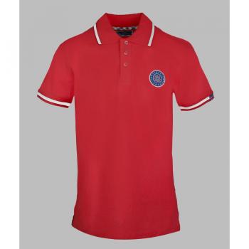 Aquascutum Men's London Embroidered Badge Red Polo Shirt - Size Medium