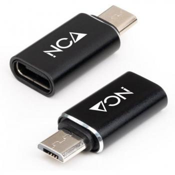 Nanocable Adaptador Micro USB Macho a USB-C Hembra Negro Aluminio