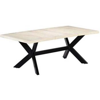 vidaXL Mesa de comedor madera maciza de mango blanco 200x100x75 cm