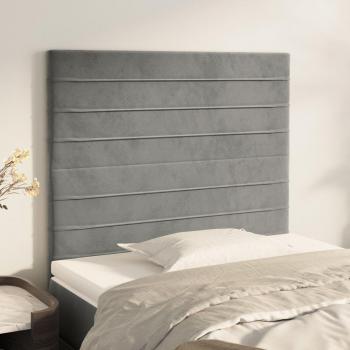 Cabeceros de terciopelo gris claro 2 unidades 80x5x78/88 cm