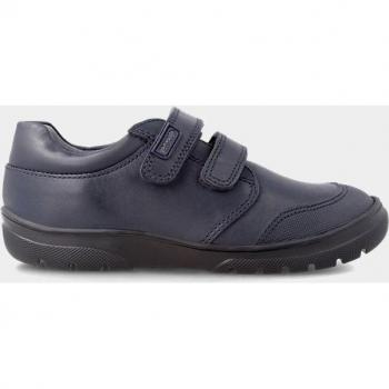 Zapato colegial de piel para niño Garvalín mod. 211701-B con dos velcros y puntera reforzada