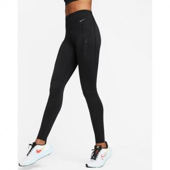 Mallas Nike Go de mujer, talle alto, sujeción firme, longitud completa y con bolsillos - Negro - Talla S