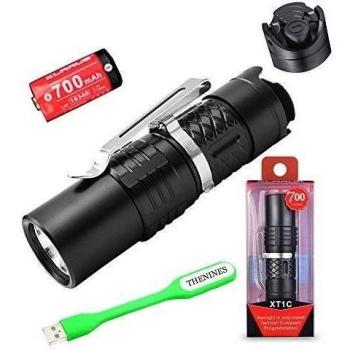 Klarus XT1 C 700 lúmenes CREE XP-L HI V3 LED programable recargable linterna con 16340 y Thenines USB luz, XT1C