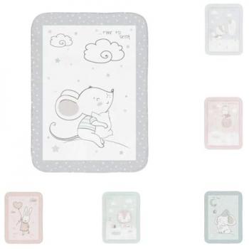 Manta de bebé super suave 110 x 140 cm Joyful Mice, manta de vellón para bebés, colores: canoso