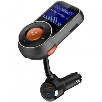 Transmisor FM Bluetooth, MP3 Player Coche Bluetooth Manos Libres Kit con Auto-Escáner FM Función y Puerto USB Dual, Ranura para Tarjetas TF, QC3.0 Radio Inalámbrico Rápido Cargador de Coche