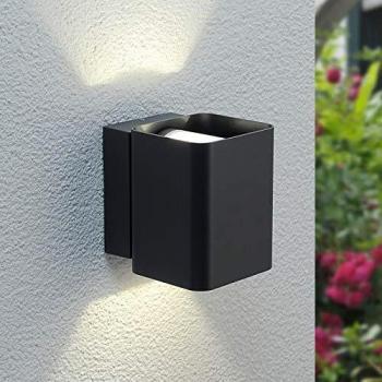 Aplique LED para exteriores Nikolas, doble haz, moderno, aluminio negro, 2 llamas