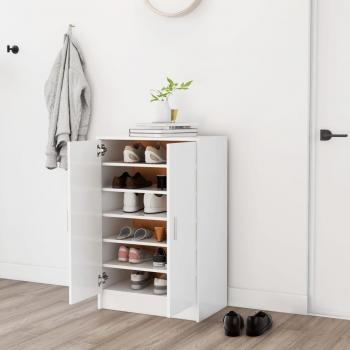 Zapatero blanco de aglomerado y madera contrachapada, dimensiones 60x35x92 cm