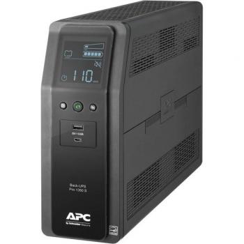 APC Back-UPS Pro 1350VA BR1350MS - 10-Outlet Backup & Surge Protector, Sinewave Output, Automatic Voltage Regulation (AVR), LCD Display, 2 USB Charging Ports, 120V Input