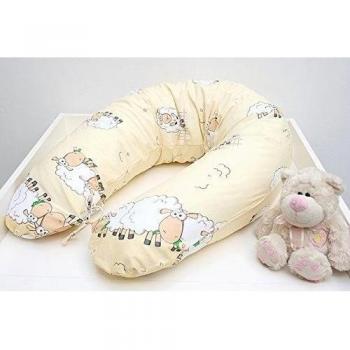 Rawstyle XXL funda para cojín de lactancia Baby, Cojín largo para cervicales 170 cm beige Schafe Beige zusammen Talla:170 cm