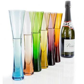 Elegante conjunto de seis copas de champán de colores