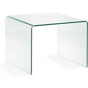 Kave Home - Mesa Auxiliar Burano de Cristal Templado con Forma Cuadrada de 60 x 60 cm