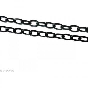 Cadena Sautoir - Grandes Mallas 4 mm - 64 cm - Negra - Metal Sin Níquel - Cierre Incluido