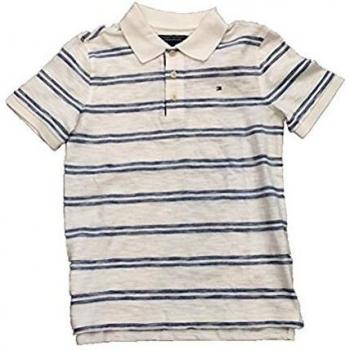 Tommy Hilfiger D Indigo Stripe Slubby Polo S/S - Polo Blanco Rayas Azules Niño