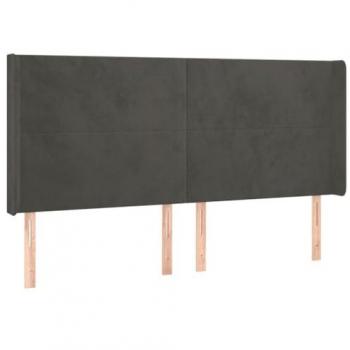 Cabecero con orejas de terciopelo gris oscuro 163x16x118/128 cm