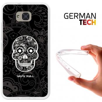 German Tech® - Funda Gel Flexible Art Fit para Bq Aquaris U2 - U2 Lite, Carcasa TPU fabricada con la mejor Silicona, protege y se adapta a la perfección a tu Smartphone y con nuestro exclusivo diseño. Calavera de Azúcar Negra