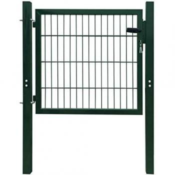 vidaXL Puerta de Valla Acero Verde 103x150 cm Reja Jardín Cercado y Cerradura