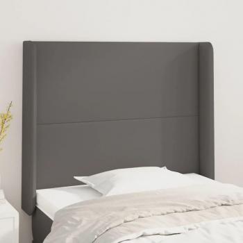 Cabecero con orejas de cuero sintético gris 93x16x118/128cm vidaXL
