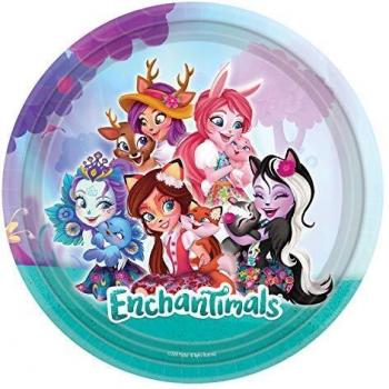 amscan 9904850 - Platos de papel redondos con temática Enchantimals