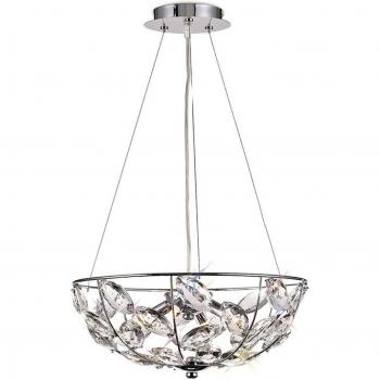 Lámpara colgante de techo Galilea 4 luces G9 cromo pulido y cristal