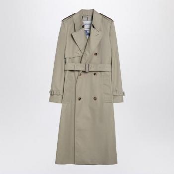 Burberry Women's Double-Breasted Trench Coat with Greige Belt in Green | Size 6 | 8093045148254