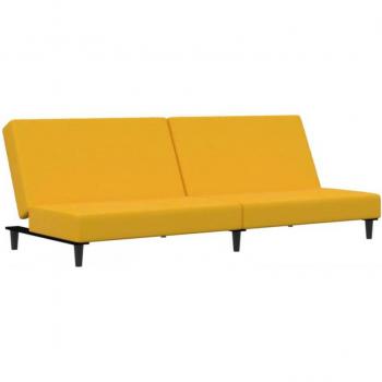 Sofá cama de terciopelo amarillo de 2 plazas