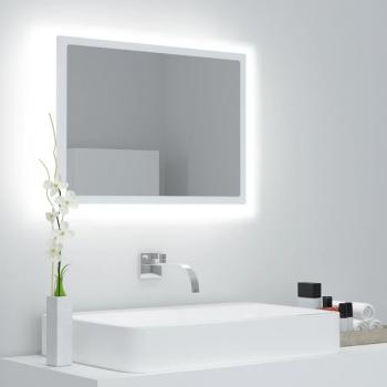 Espejo de Baño con Iluminación LED Aglomerado Blanco 60x8,5x37 cm