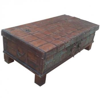 Mesa Baúl de Centro Artesanal de Madera Marrón 130x67x45 cm
