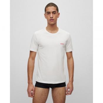 HUGO T-Shirt RN 3P CO Camisetas interiores, Pack de 3, Cuello Redondo, Manga Corta, Logo Estampado, Algodón, para Hombre