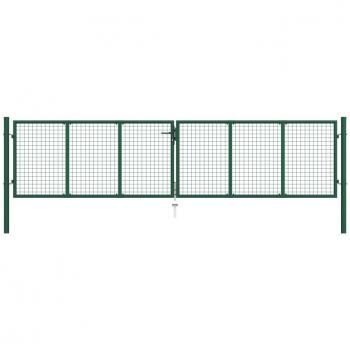 vidaXL Mesh Garden Gate Steel 390x100 cm Green