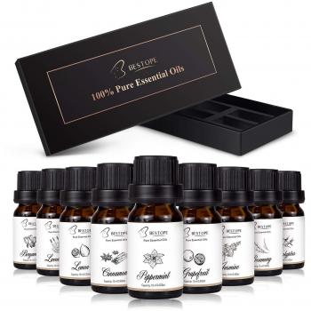 Aceites Esenciales Set, top 9 botellas de 10 ml/33fl oz cada para difusor, 100% Pur Aromaterapia Aceite Aromático, terapéutico Efecto alta calidad regalo