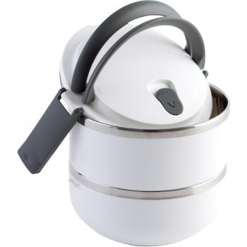 Quid Go! - Recipiente redondo hermético doble, 1,4 litros, color blanco