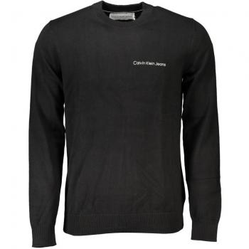 Calvin Klein Men's Black XXL Crew Neck Cotton Sweater with Logo Print