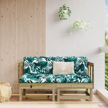 Conjunto de Sofás Esquineros con Cojines de Madera Maciza de Pino Natural, Pino Blanco y Pino Gris - 2 Unidades para Terraza, Jardín Exterior y Muebles de Salón Exterior