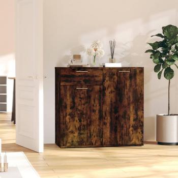 Aparador de madera contrachapada 80x36x75 cm, mueble de almacenaje de salón moderno, buffet para salón, armario auxiliar, armario de almacenamiento en roble ahumado