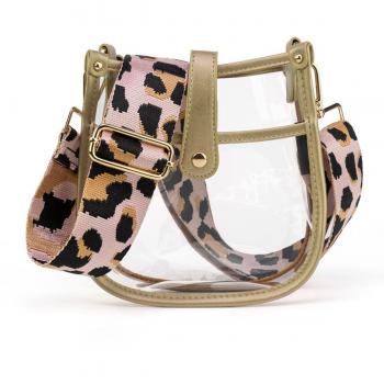 Compact Clear Courier Bag with Adjustable Strap - Gold / Red/White Aztec