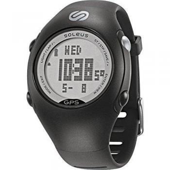 Soleus GPS - Mini reloj de corredor con monitor de actividad física y de salud, negro/plata