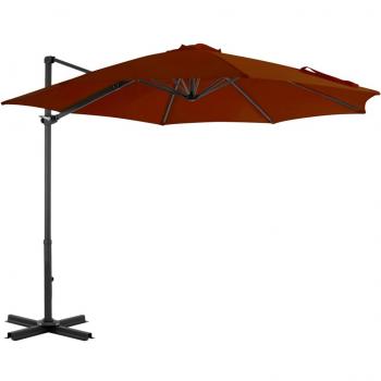 Sombrilla voladiza con poste de aluminio 300 cm terracota