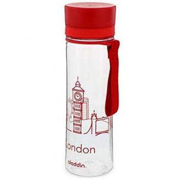Aladdin Aveo Trinkflasche City Series, London, 0.6 Liter Water Bottle, Unisex, Rojo con gráficos, 600 ml