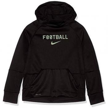Nike B NK THRMA Hoodie PO FTBL Sweatshirt, Niños, Black/Lime Blast, L