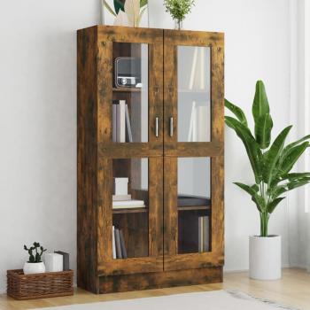 Vitrina móvil de madera multicapa en roble ahumado 82,5x30,5x150 cm