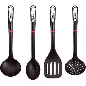 Tefal Juego Accesorios cocina Ingernio - Juego de espátula, cucharón, cuchara y cuchara colador, Plastico resistente y duradero, sin BPA, hasta 250 grados de temperatura