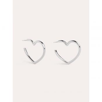 Pendientes Singularu Aro Cuore en Plata de Ley con Baño en Rodio y Diseño de Corazón - Joyas Elegantes Para Mujer