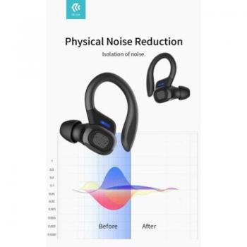 Auriculares Inalámbricos Deportivos Devia Pop1 Bluetooth 5.2 IPX4 con Estuche de Carga y Pantalla Digital, Color Negro
