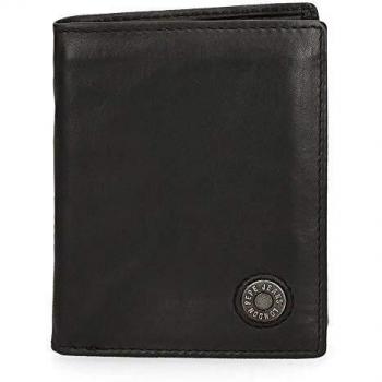 Cartera Pepe Jeans Button Vertical Negra, 8.5 cm x 10.5 cm x 1 cm