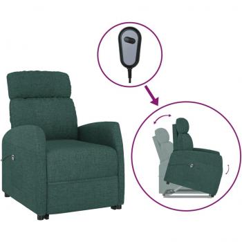 Sillón elevable reclinable de tela verde oscuro, ajustable, con reposapiés, ergonómico, adecuado para sala de estar y oficina