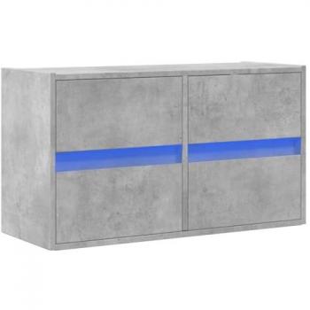 Mueble de TV de pared con luces LED gris hormigón 80x31x45 cm