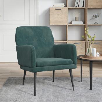 Sillón de terciopelo 62x79x79 cm en Gris claro, Gris oscuro y Verde oscuro - Sillón cómodo para dormitorio y sala de estar