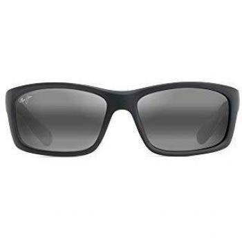 Maui Jim Kanaio Coast Polarized Wrap Sunglasses - 766-02MD, Black, Male, Size: 61 MM