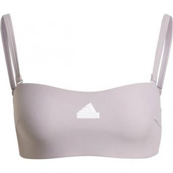 Bikini de natación adidas Icon Ban mujer color higo y blanco, top bustier versátil